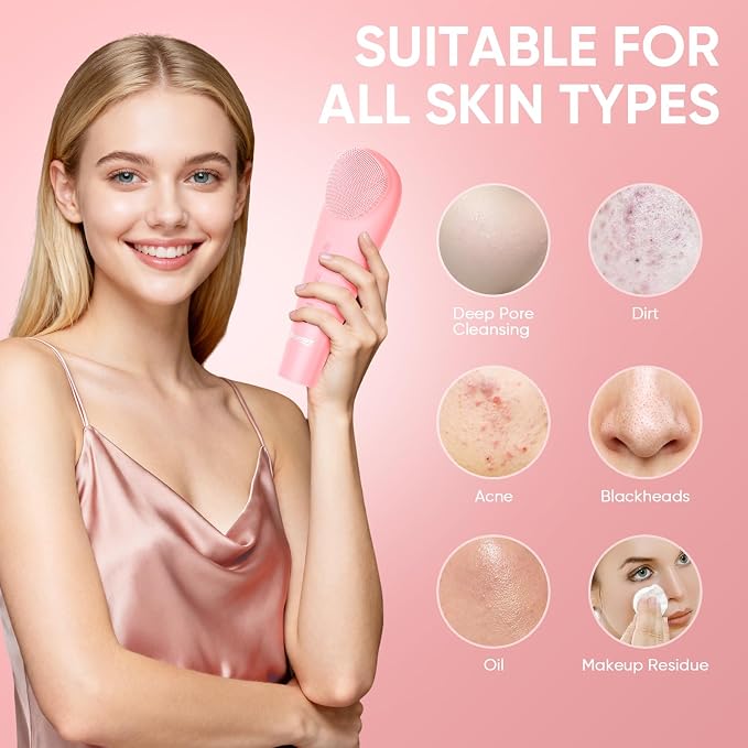 Silicone Face Scrubber Blackhead Scraper Rechargeable 2-in-1 Facial Cleansing - Image 2