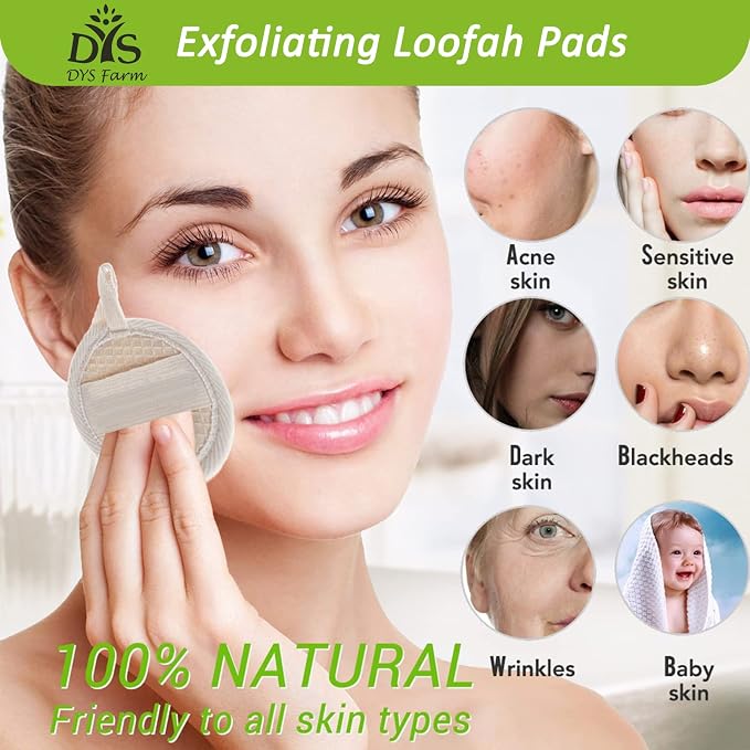 Face Loofah Pads Exfoliating Scrubber, Natural Luffa Facial Cleanser Pad - Image 4