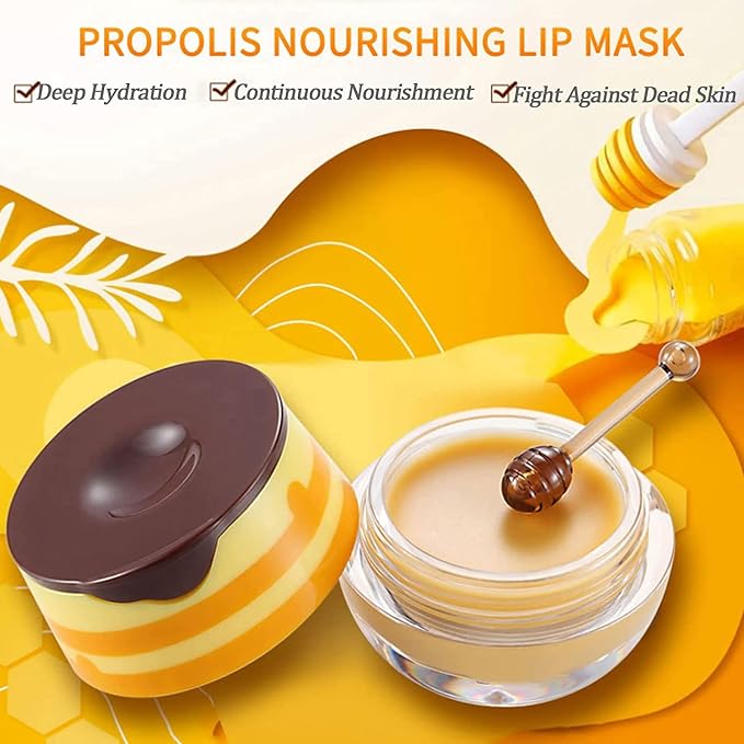 2 Pcs Bee Lip Balm Honey Pot, Honey Lip Mask Propolis Moisturizing Hydrating - Image 7