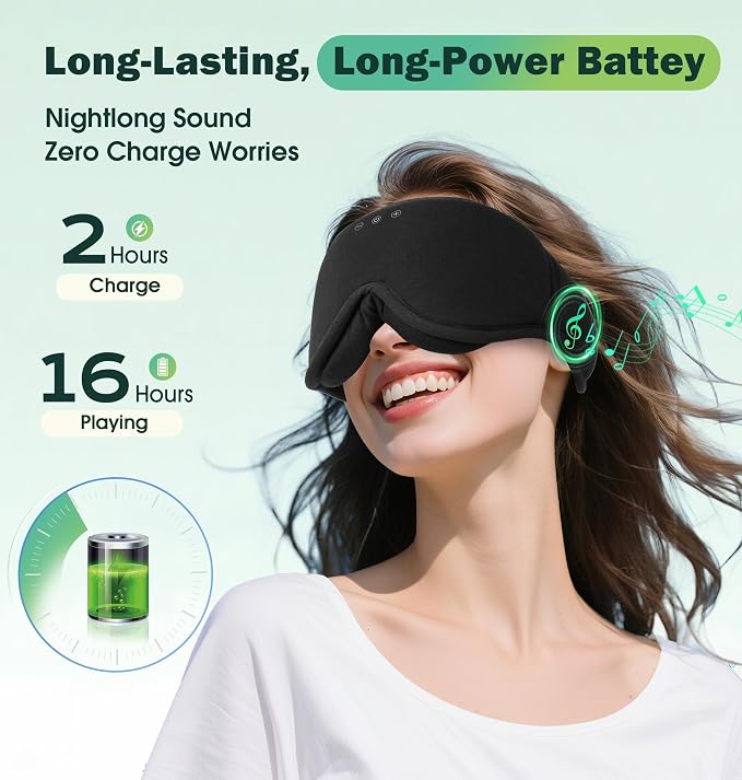 Sleep Mask with Headphones Bluetooth 5.4, LC-dolida Wireless Music Eye Mask - Image 4