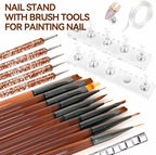 Nail Art Brushes Set with Nail Stand Holder - Image 2