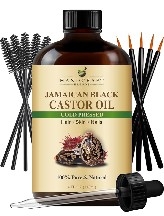 Handcraft Blends Cold-Pressed Jamaican Black Castor Oil 4 Fl Oz | Glass Bottle by HandcraftBlends