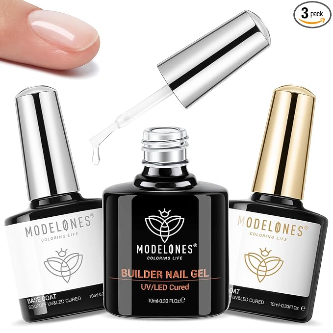 modelones 3 Pcs Top Coat Builder Nail Gel by MODELONES