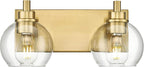 Bathroom Light Fixtures, 2 Light Brushed Gold Vanity Light, Modern Wall Sconces by Metwet