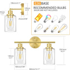 FOLKSMATE Bathroom Light Fixtures, 2-Light Brushed Brass Vanity Light, Modern - Image 6