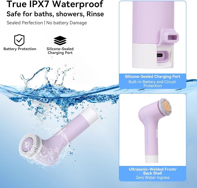 Electric Facial Cleansing Brush, Rechargeable Silicone Face Scrubber exfoliator - Image 7