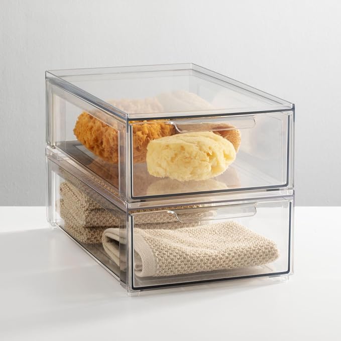 mDesign Plastic Stackable Bathroom Storage Organizer Bin - Image 2