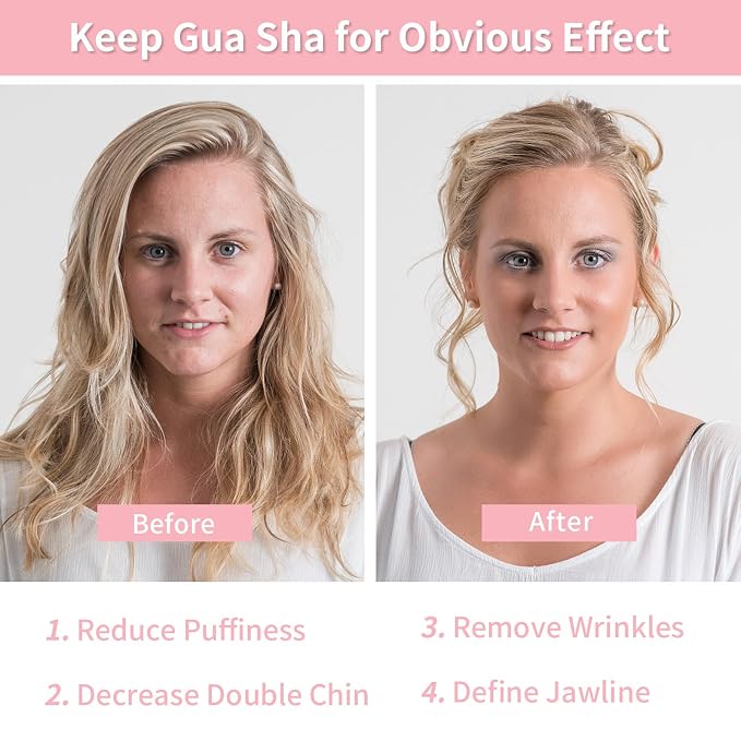 Gua Sha Facial Tools, Natural Rose Quartz Guasha Tool - Image 3