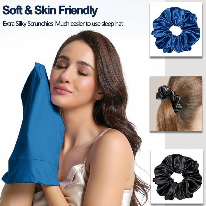 Satin Bonnet for Sleeping Night Cap, Adjustable Satin Lined Silk Bonnets Sleep - Image 6