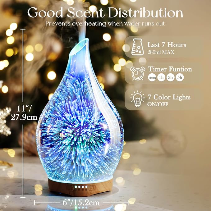 Porseme Essential Oil Diffuser 280ml Aromatherapy Ultrasonic Oil Diffusers 3D - Image 3