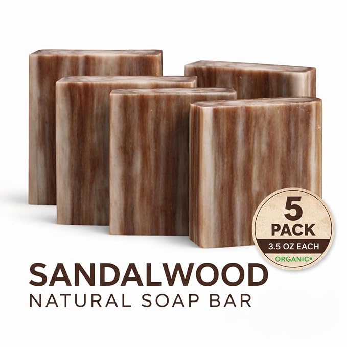 SSA Sandalwood Scented Natural Bar Soap 5 Pack, Australian Triple Milled - Image 2