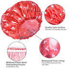 4 PCS Shower Cap for Women, Elastic and Reusable Bath Caps, Double Layers - Image 5