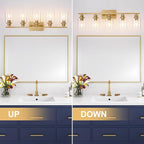 5 Light Gold Bathroom Light Fixtures Brushed Brass Vanity Light Over Mirror - Image 6