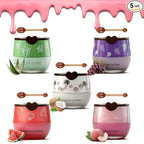 5PCS Bee Lip Balm Honey Pot，Peach&Grape&Aloe&Coconut&Watermelon Lip Mask by Charm+Kiss