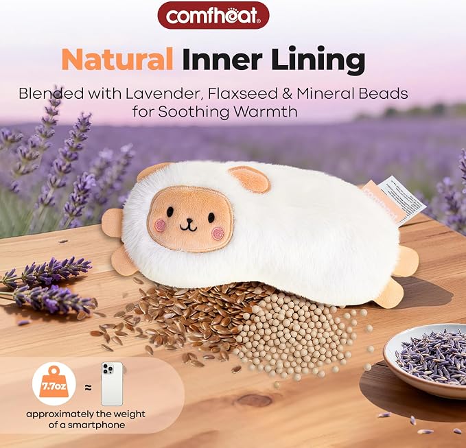 Lavender Weighted Eye Pillow for Yoga, Microwavable Moist Heat Eye Compress - Image 3
