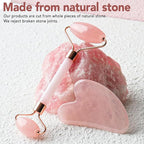 huefull Face Massager Rose Quartz Face Roller & Gua Sha Facial Tool Set - Image 3