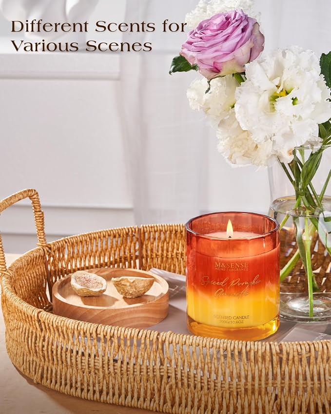 M&SENSE Spiced Pumpkin Fall Scented Candles Natural Soy Wax Non Toxic, 10.6oz - Image 5