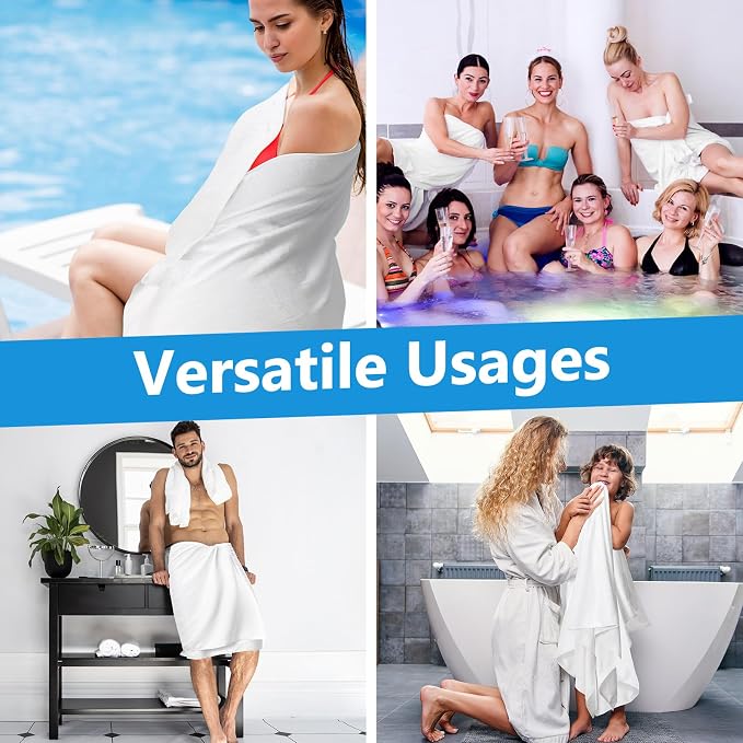 SmoothNovelty 8 Pack Microfiber Bath Towels Bulk 27'' x 60'' Oversized Beach - Image 7