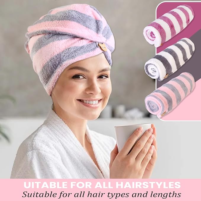 3 Pack Microfiber Hair Towel Wrap - Image 7
