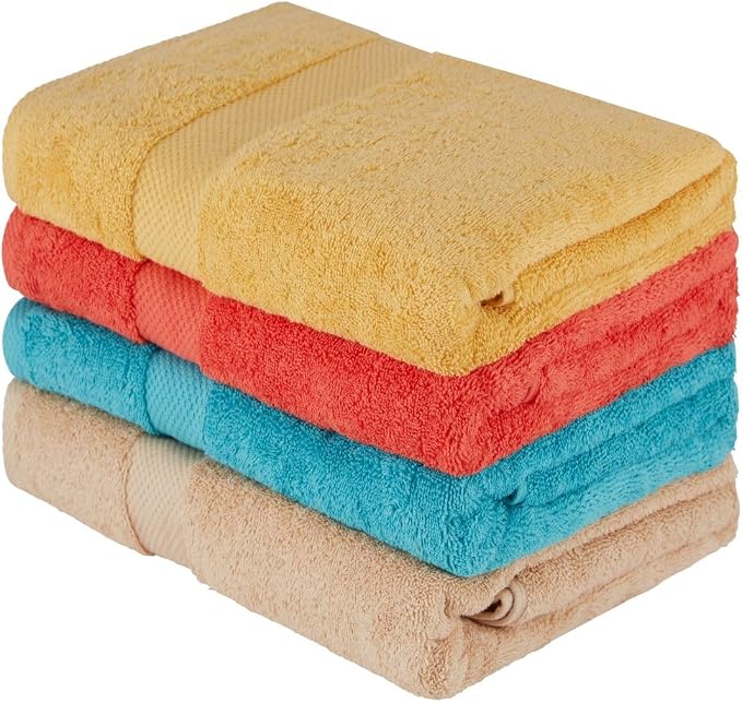 BolBom Towels 4 Pack Medium Bath Towel Set, 27“X54” Inches, 500 GSM 100% Ring by BolBomS