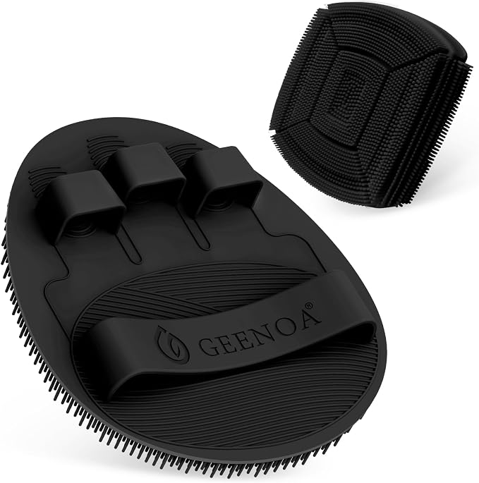 Silicone Body & Face Scrubber Set, 360° Anti-Slip & Hand-fit Silicone Shower by GEENOA