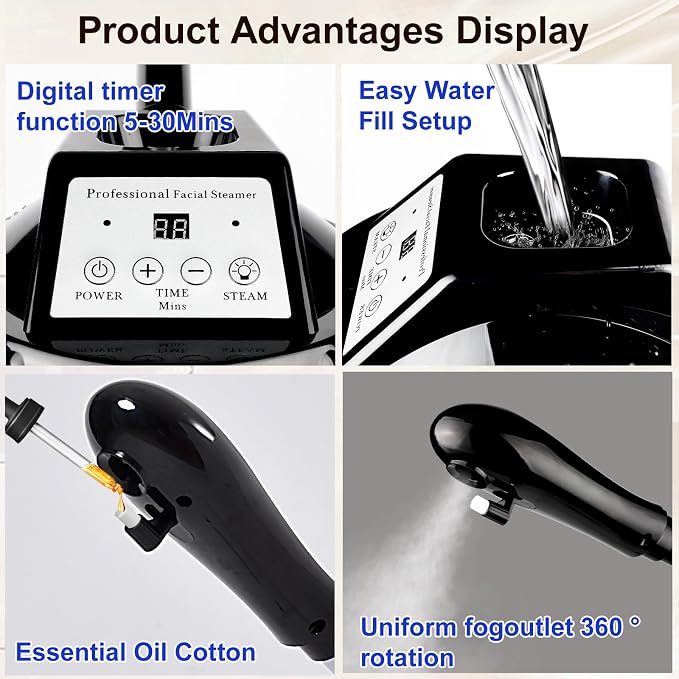 Professional Facial Steamer for Deep Hydration, Ozone Face Steamer - Image 6