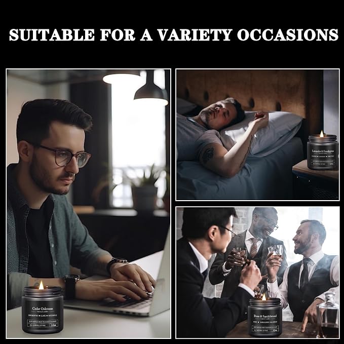 8 Pack Scented Candles for Men, Masculine Candle Gift Set - Image 7