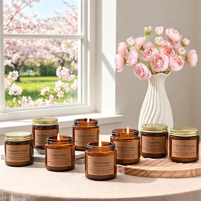 12 Pack Scented Soy Candles Set, 3.5oz Glass Jar Aromatherapy Candles, 20-25H - Image 5