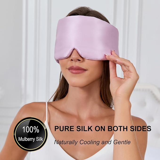 100% Mulberry Silk Sleep Mask for Women & Men Beauty Sleep, Adjustable - Image 2