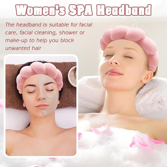 Zkptops Spa Headband for Washing Face Wristband Set Sponge Makeup Skincare - Image 3