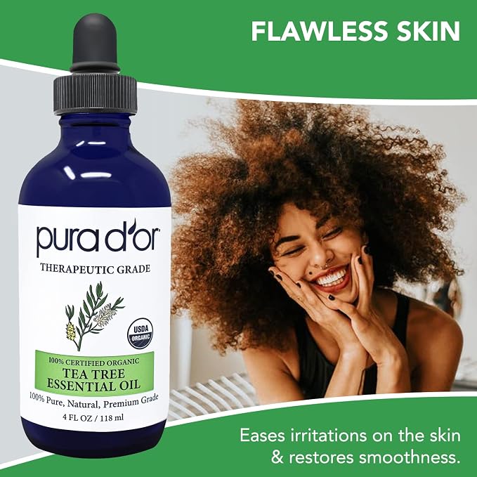 PURA D'OR ORGANIC Tea Tree Melaleuca Essential Oil 100% Pure & Natural - Image 2