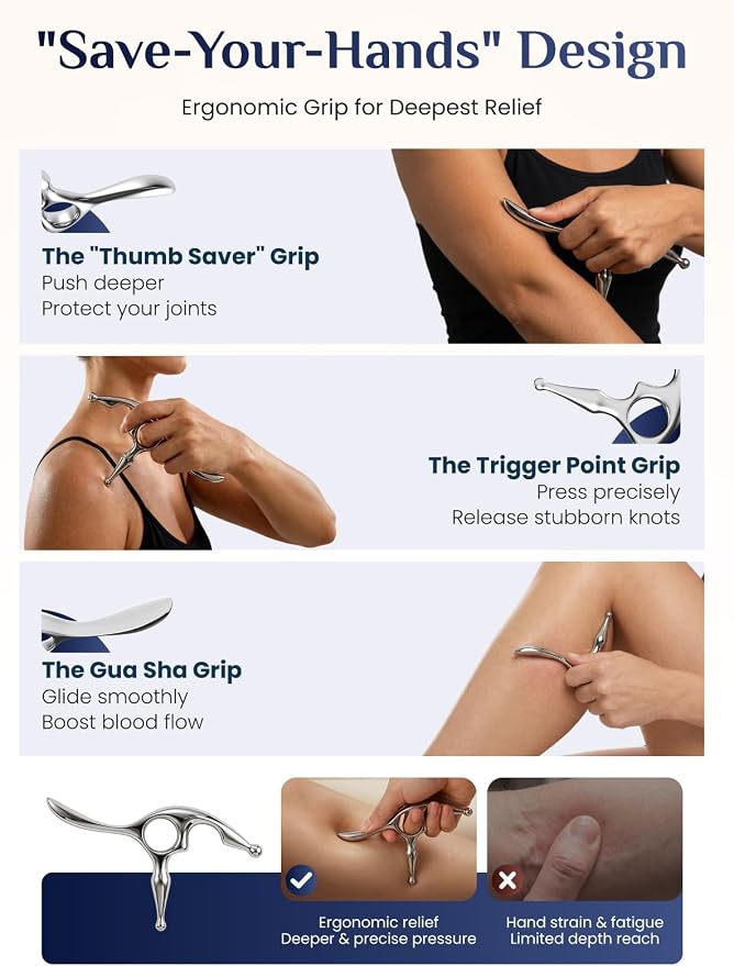 Rena Chris Trigger Point Massage Tool & Muscle Scraper Tool, Stainless Steel - Image 3