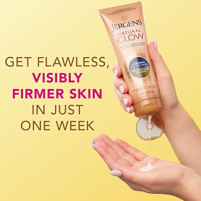 Jergens Natural Glow +Firming Self Tanner Body Lotion, Medium to Deep Skin Tone - Image 6