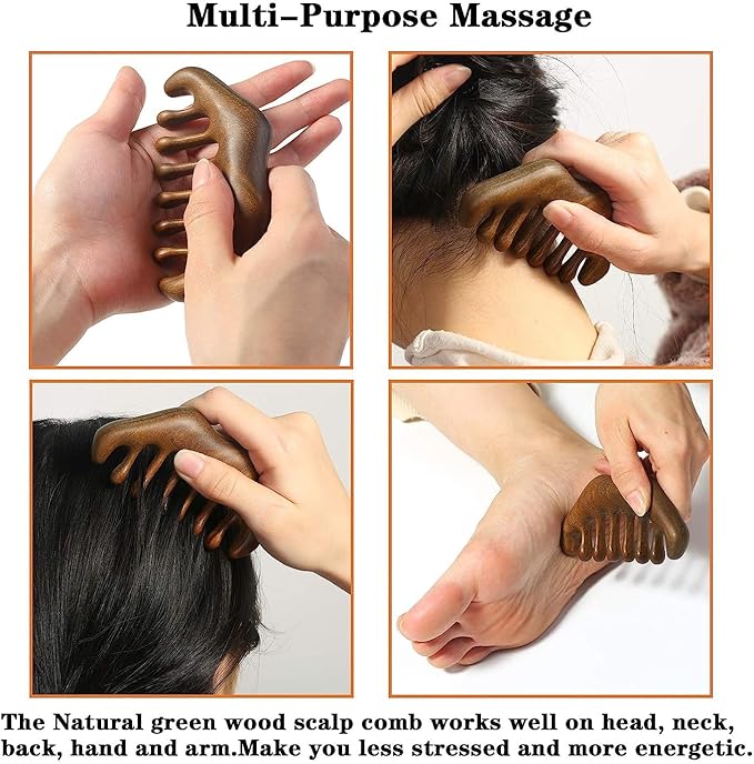 OULIGET Wood Gua Sha Massage Tools Set, Scraping Scalp Massage Comb, Wooden Gua - Image 5