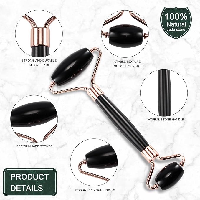 Jade Roller for Face, Facial Roller Massager Skin Care Tool, Gua Sha Facial - Image 2