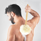White Loofah on a Stick PE Soft Mesh Luffa Made of Soft and Sturdy Rubber - Image 5