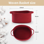 Happyiren Cute Burgundy Woven Gift Basket – Empty Burr Baskets - Image 2
