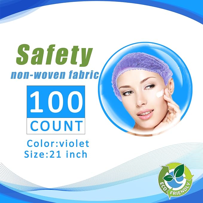 Disposable Bouffant Caps, 21inches Hair Net, Elastic Dust Cap - Image 2