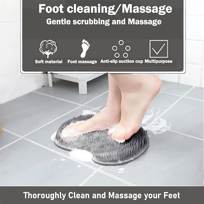 Shower Foot and Back Scrubber Mat, Wall Mounted Shower Foot Scrubber - Image 2