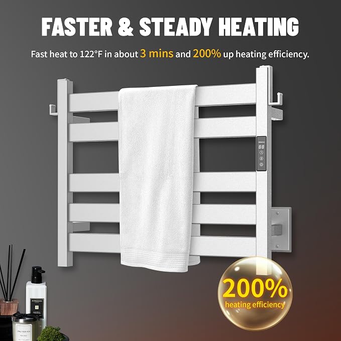 K&KALONZO Towel Warmer for Bathroom, Wall-Mounted 5-Bar Heated Towel Rack - Image 2