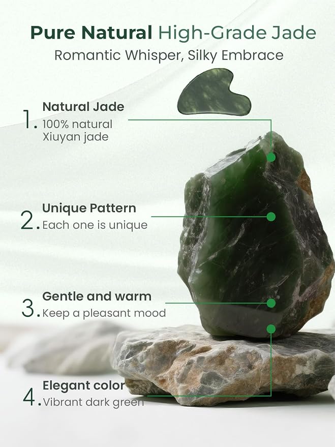 Gua Sha Facial Tools, Natural Jade Stone Guasha Tool - Image 3