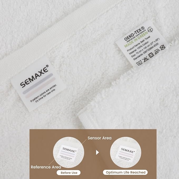 SEMAXE White Bath Towel, 100% Cotton Bath Towel - Image 4