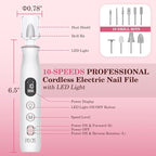 PELCAS Electric Nail File, 10 Speeds Cordless Nail Drill - Image 5