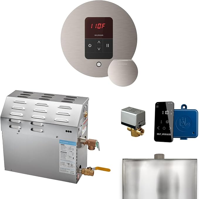 Mr Steam MS 12kW Steam Shower Generator Package w/round iTempo Control in by MrSteam