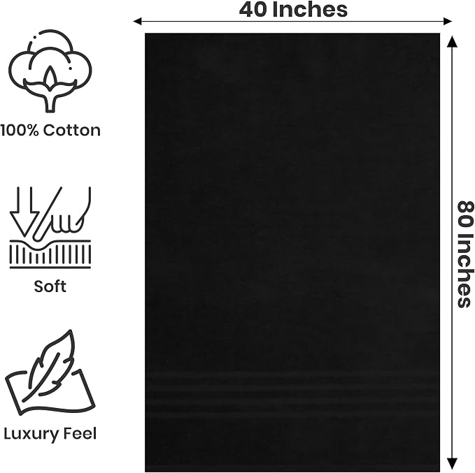 Pack of 2 Jumbo Bath Sheet 40 x 80 Inches, Extra Large Lightweight & Quick Dry - Image 2