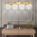 Aipsun Bathroom Lighting Fixtures Modern Crystal Vanity Light Brass 4 Light - Image 5