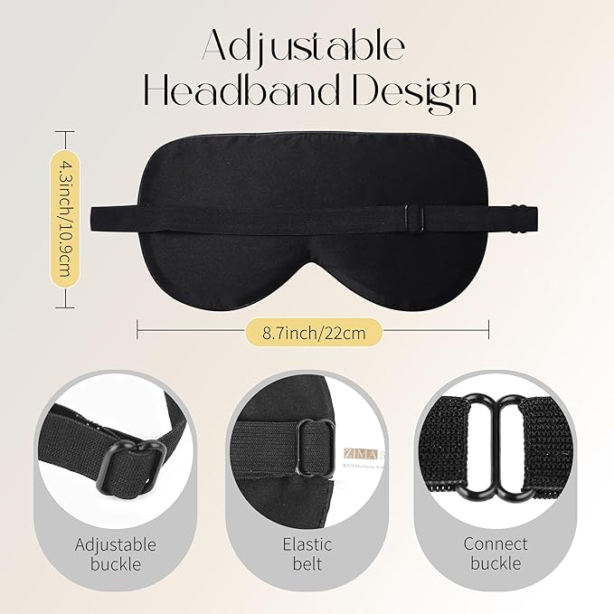 ZIMASILK 2 Pack 100% Natural Silk Sleep Mask, Adjustable Super-Smooth Soft Eye - Image 4