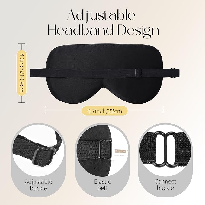 ZIMASILK 100% Natural Silk Sleep Mask Blindfold, Adjustable Super-Smooth Soft - Image 4