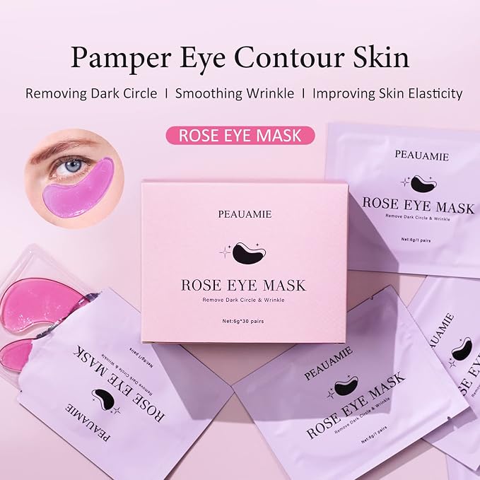 PEAUAMIE Under Eye Patchs Rose Eye Mask - Image 6