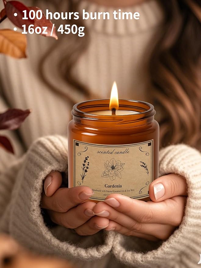 Scented Candles for Home, 16oz Soy Wax Candle, 100 Hour Burn Time, Gardenia - Image 4